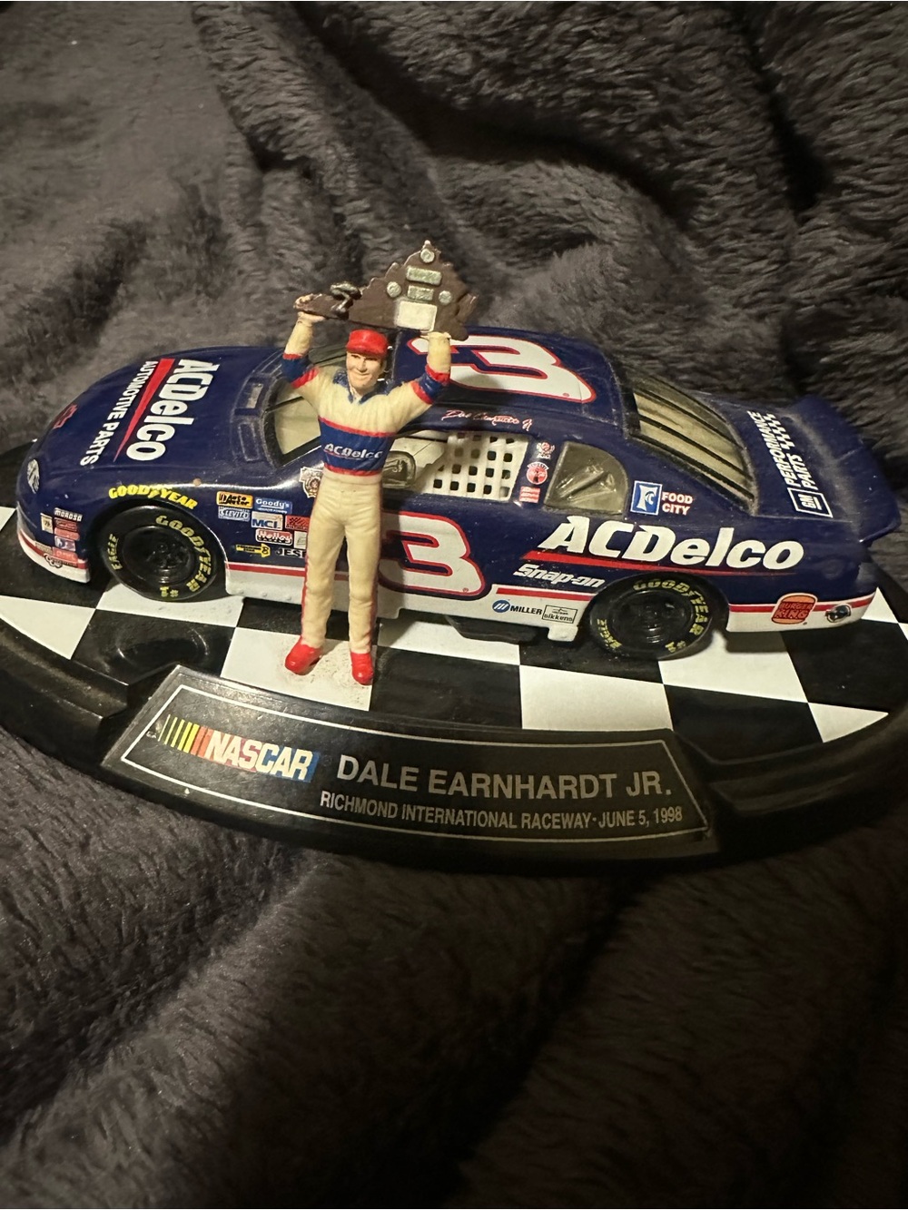 Dale Earnhardt jr figure with car celebrating win! Very rare cool item
